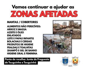 Touguinha e Touguinhó recolhem ajuda para levar a população afetada pela tempestade